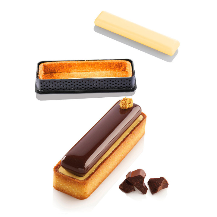 Kit tartelettes Ring Rectangular : moule en silicone 6 empre