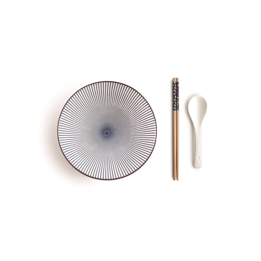 Bol à ramen 20.7 cm avec cuillère et baguettes Hakata- Ibili