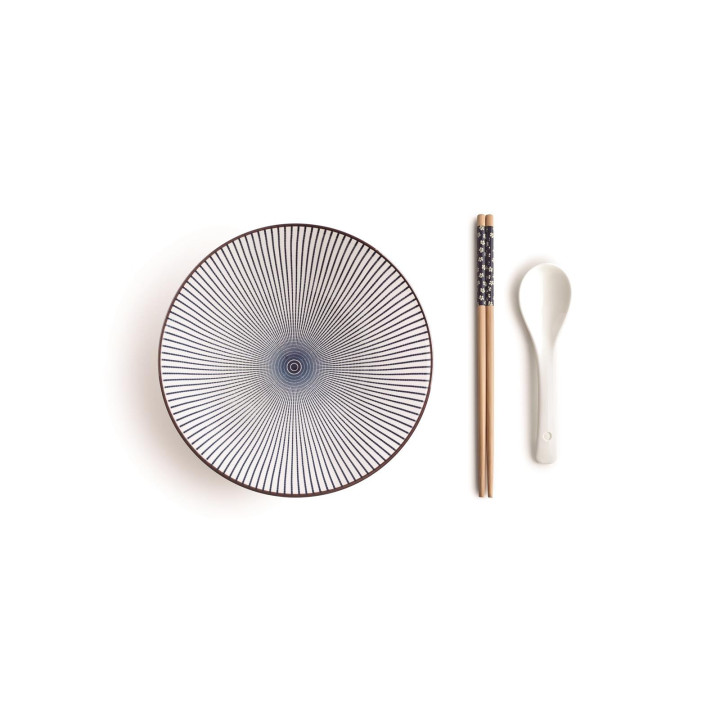 Bol à ramen 20.7 cm avec cuillère et baguettes Hakata- Ibili