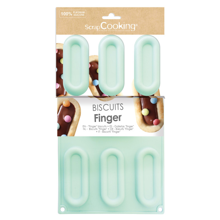 Moule en silicone 7 biscuits fingers 3.5 x 9  cm - Scrapcook