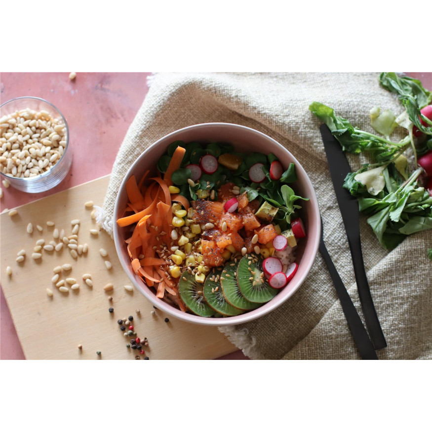 Bol Poke Bowl 18 cm en grès rose pâle - Ogo living Bol Poke Bowl 18 cm en grès rose pâle - Ogo living