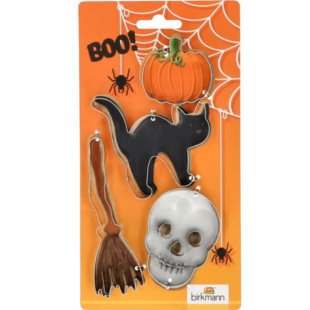 Set de 4 emporte-pièces en inox Halloween : chat, citrouille