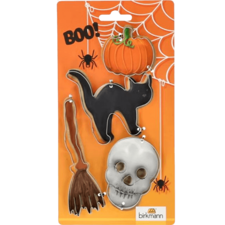 Set de 4 emporte-pièces en inox Halloween : chat, citrouille