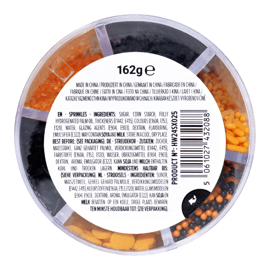 Sprinklesmix noir et orange 162 g – PME Cake