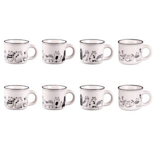 Set de 8 tasses Chats friends 11cl - Table Passion