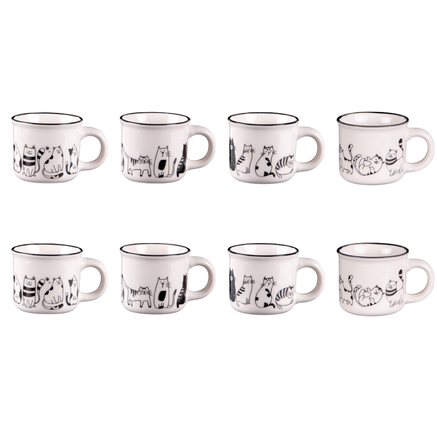 Set de 8 tasses Chats friends 11cl - Table Passion