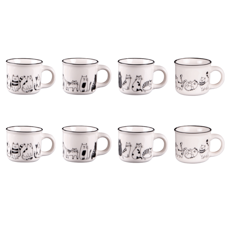Set de 8 tasses Chats friends 11cl - Table Passion