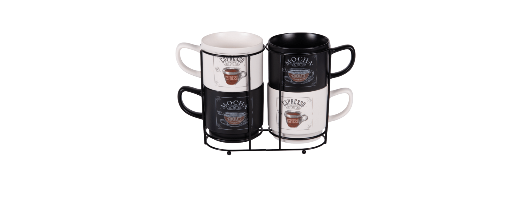 Rack 4 mugs Mocha 39cl - Table Passion