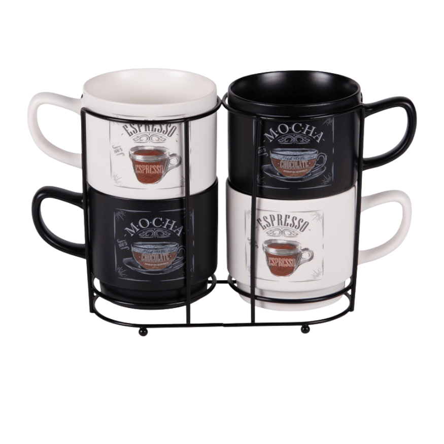 Rack 4 mugs Mocha 39cl - Table Passion
