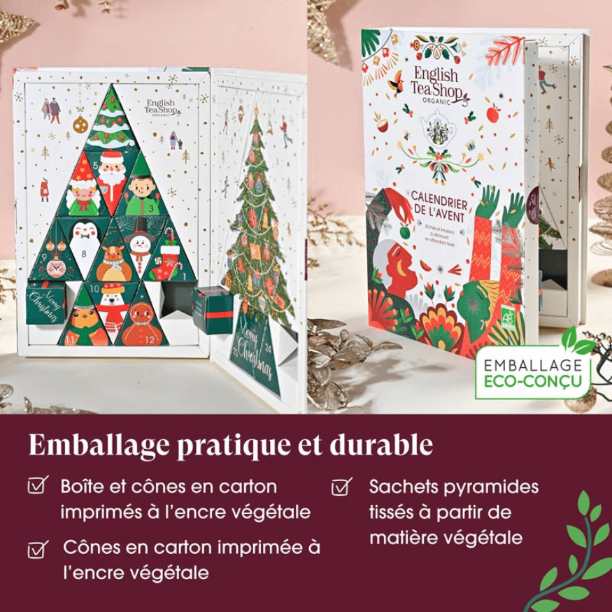 Calendrier de l'Avent Sapin de Noël 25 sachets pyramides - English Tea Shop