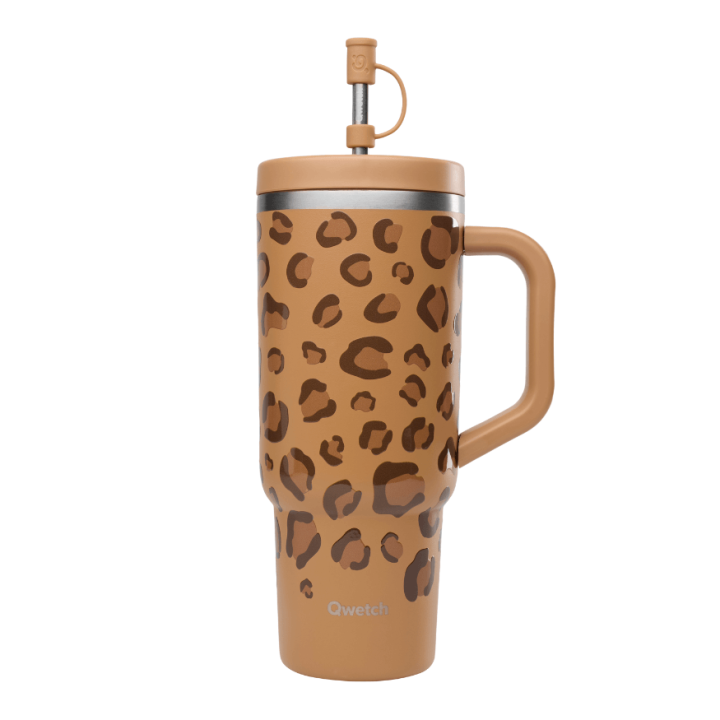 Travel cup isotherme Leopard Camel 900 ml - Qwetch