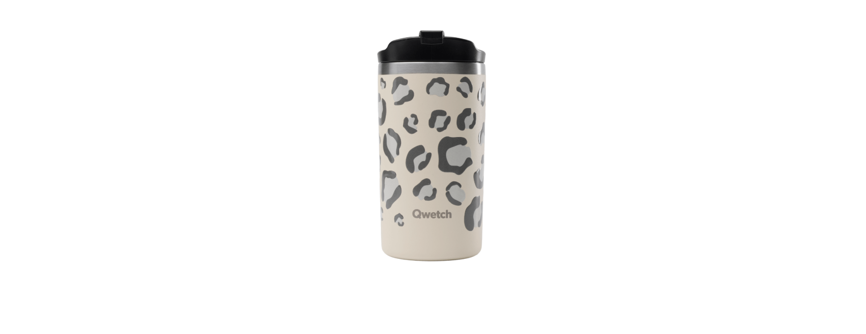 QWETCH - Travel Thermosbeker - Leopard Camel 240ml - Koffie- en