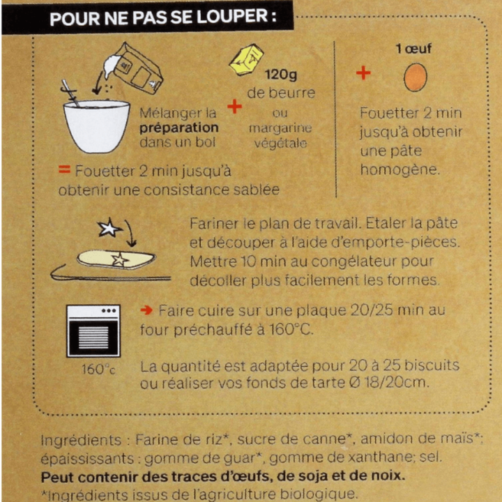 Préparation biscuits nature bio 300 gr - Alice Délice