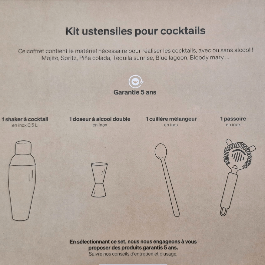 Kit pour cocktails inox – Coffret Alice Délice