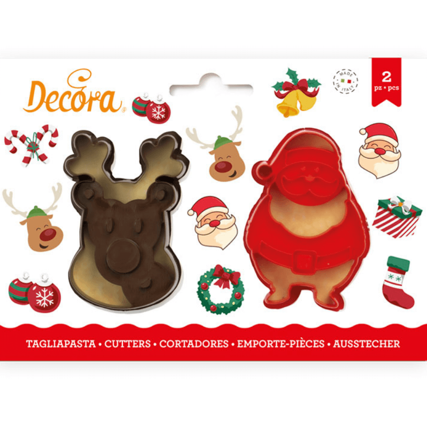 Set 2 emporte-pièces Renne & Père Noël – Décora