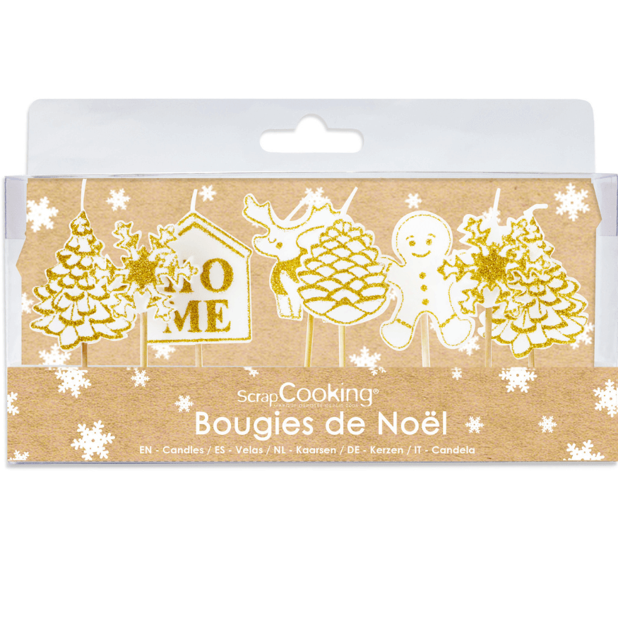 8 Bougies de Noël dorées – ScrapCooking | Alice Délice