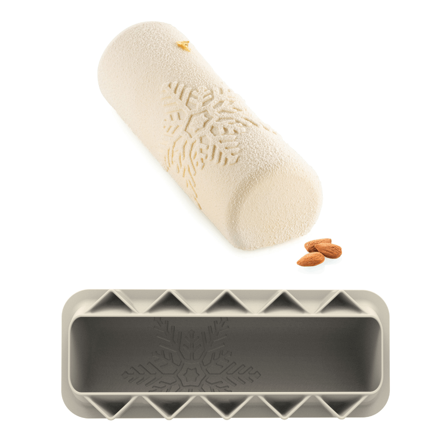 Moule en silicone bûche de Noël 3D : Snowfall 25  cm - Silik