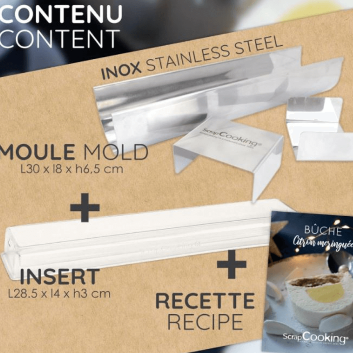 Kit moule à bûche inox + insert – ScrapCooking | Noël & pâtisserie | Alice Délice