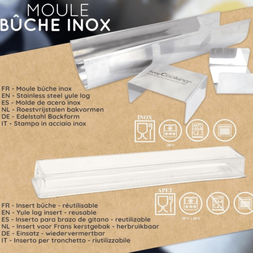 Kit moule à bûche inox + insert – ScrapCooking | Noël & pâtisserie | Alice Délice