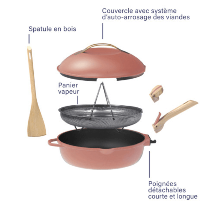 Poêle 8 en 1 La Fabuleuse 24 cm Pivoine – Cookut sans PFAS
