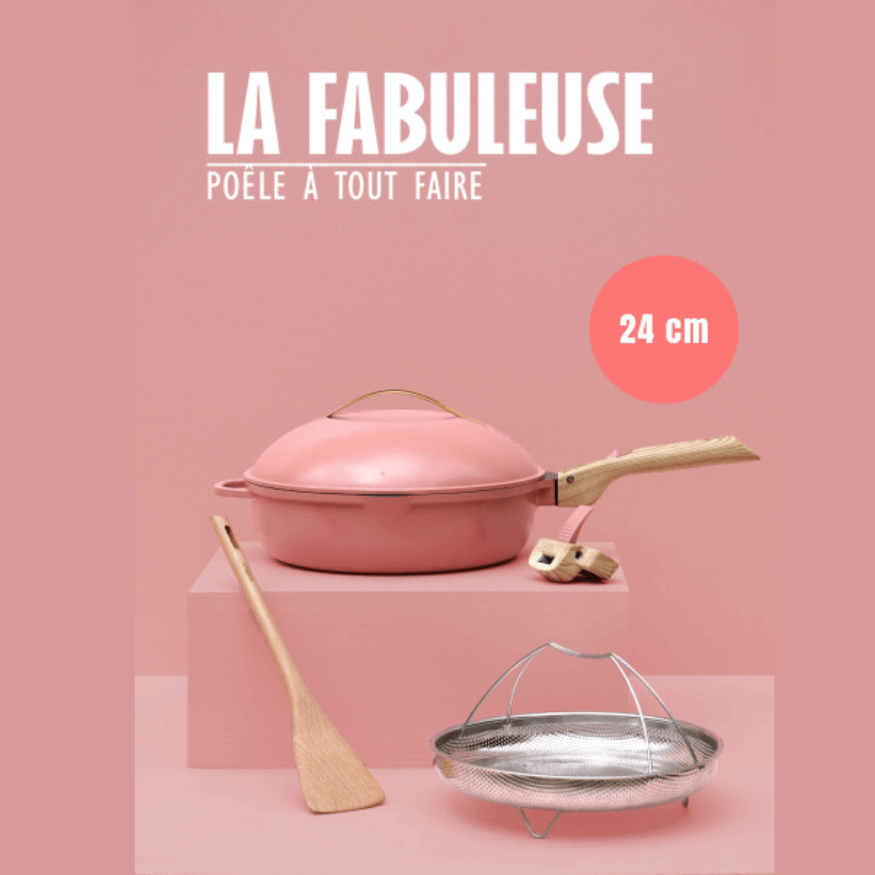 Poêle 8 en 1 La Fabuleuse 24 cm Pivoine – Cookut sans PFAS