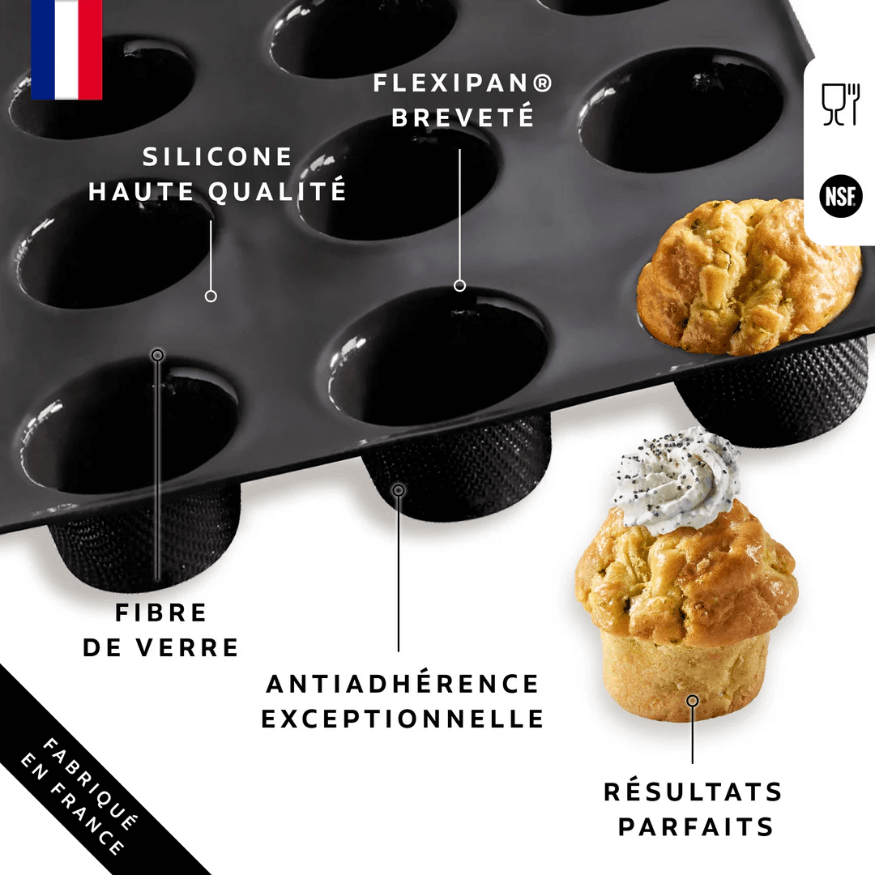 Moule 12 Mini-Muffins Flexipan | Silicone & Tricot de Verre