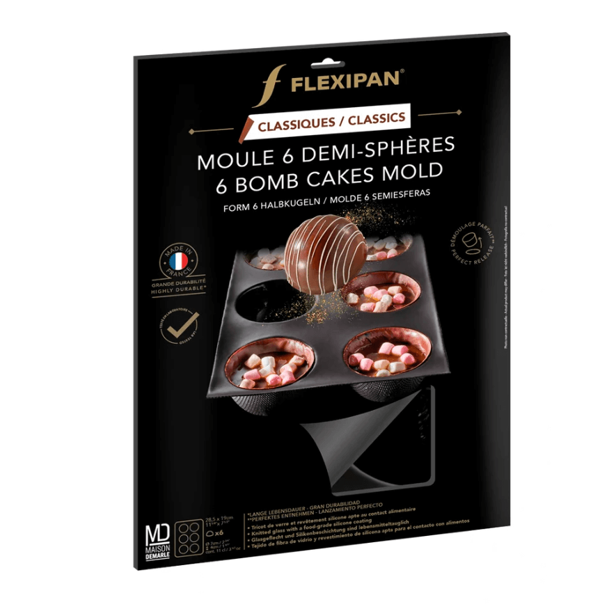 Moule en silicone et tricot de verre 6 demi-sphères 7 cm - F