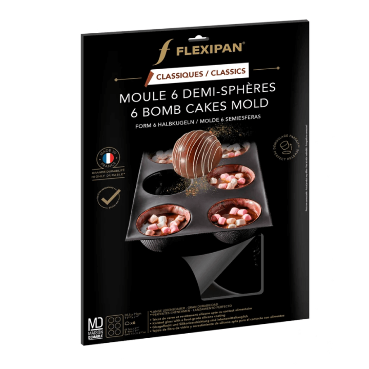 Moule en silicone et tricot de verre 6 demi-sphères 7 cm - F