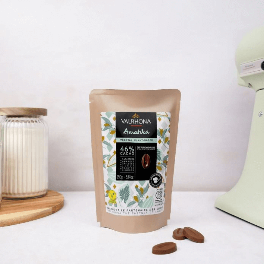 Chocolat à Pâtisser Lait Vegan Amatika 46 % 250 g – Valrhona