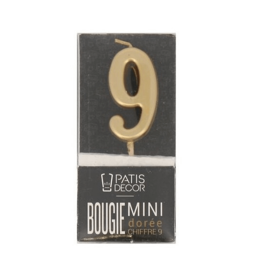Bougie Anniversaire Dorée Chiffre 9 – Patisdecor – Élégance et Fête