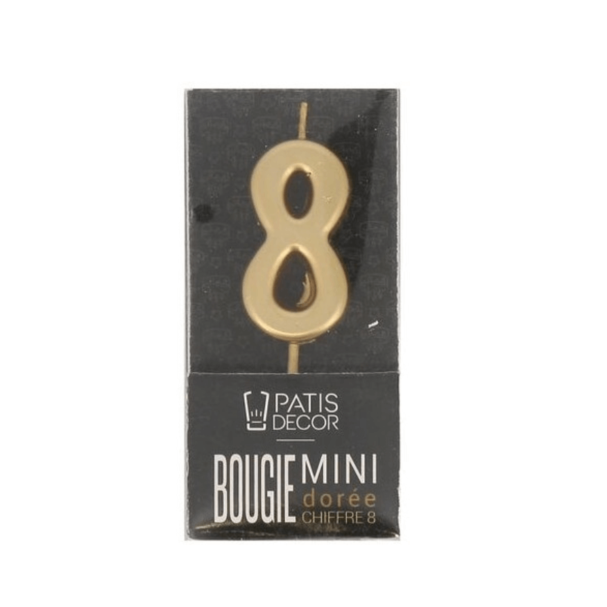 Bougie Anniversaire Dorée Chiffre 8 – Patisdecor – Élégance et Fête