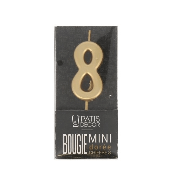 Bougie Anniversaire Dorée Chiffre 8 – Patisdecor – Élégance et Fête