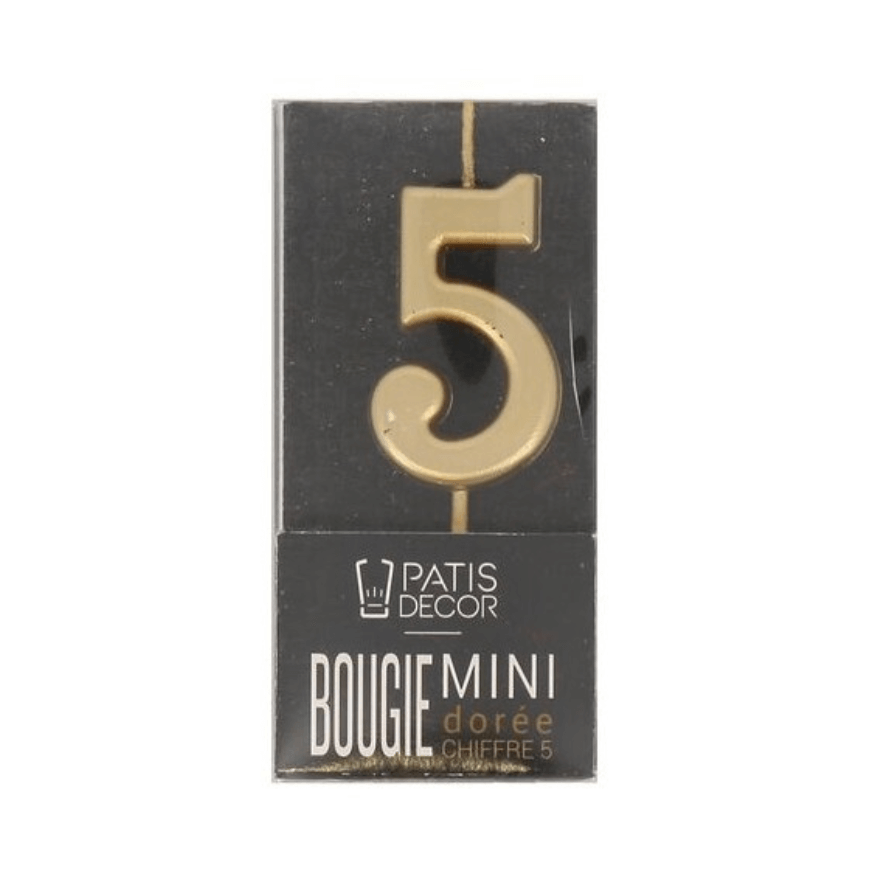 Bougie Anniversaire Dorée Chiffre 5 – Patisdecor – Élégance et Fête