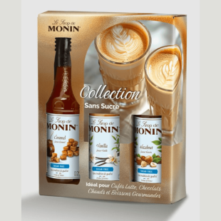 Coffret Sirops Sans Sucre 3×25 cl – Monin – Vanille, Caramel, Noisette