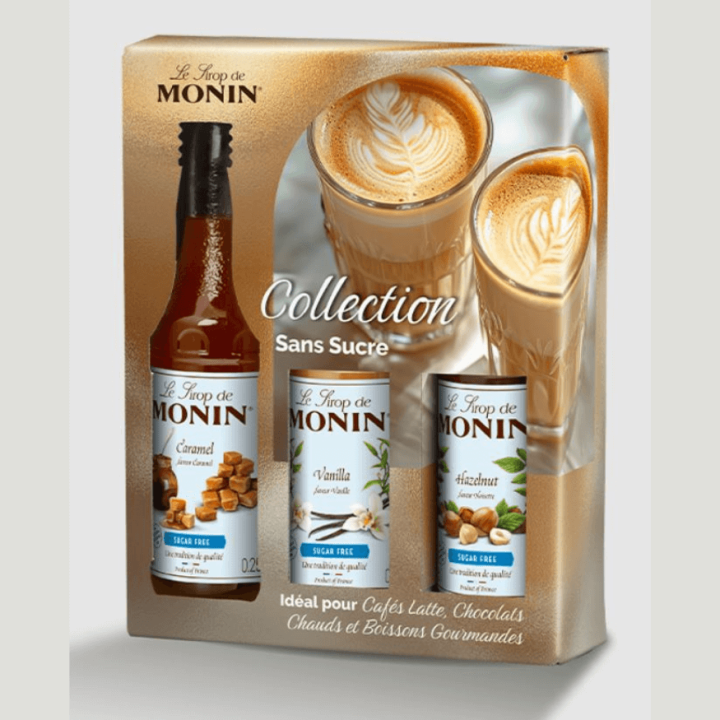 Coffret Sirops Sans Sucre 3×25 cl – Monin – Vanille, Caramel, Noisette