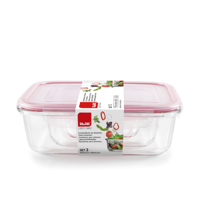 Lot 3 boîtes de conservation en verre rectangulaires – Ibili | Alice Délice