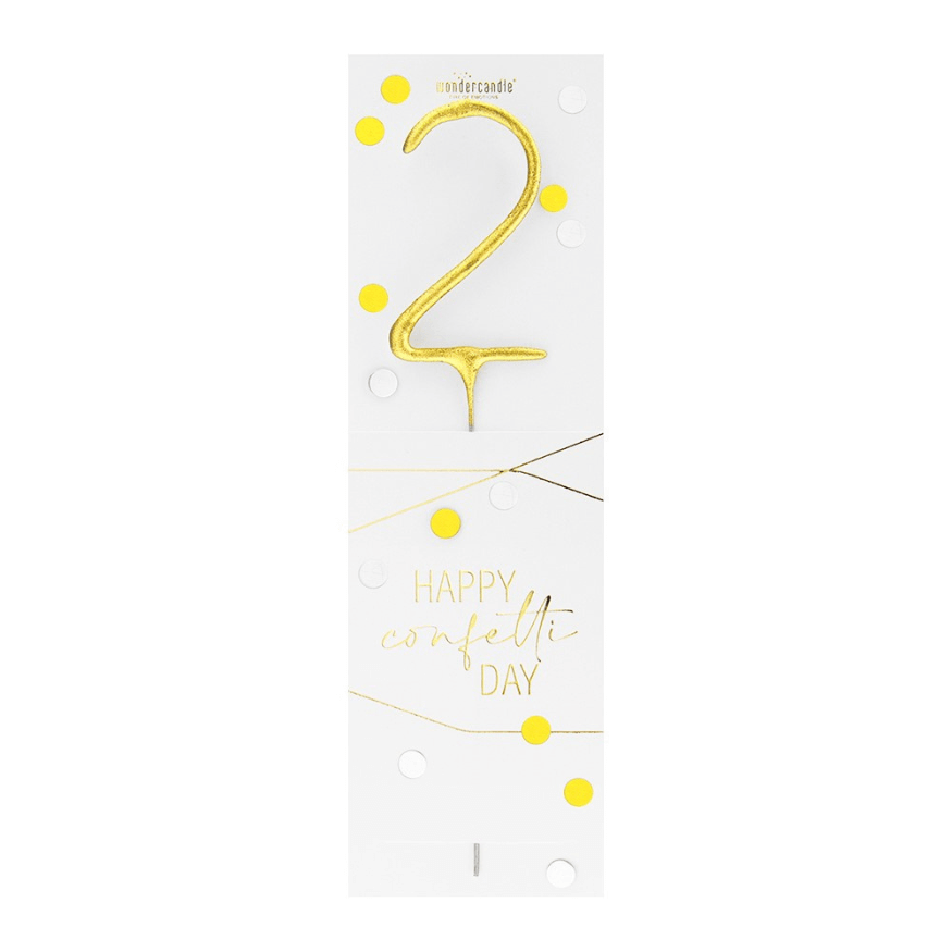 Bougie chiffre 2 dorée Happy Confetti – Wondercandle | Alice Délice