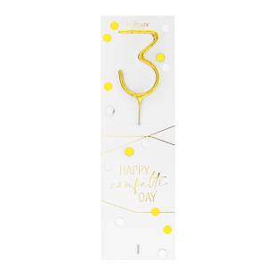 Bougie chiffre 3 dorée Happy Confetti – Wondercandle | Alice Délice