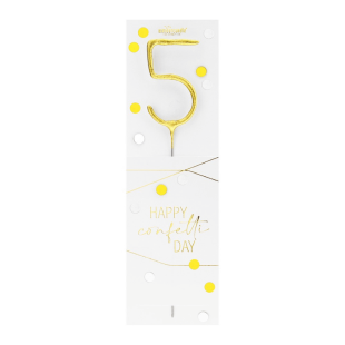 Bougie chiffre 5 dorée Happy Confetti – Wondercandle | Alice Délice