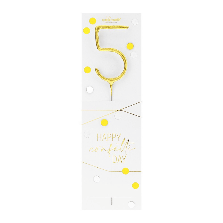 Bougie chiffre 5 dorée Happy Confetti – Wondercandle | Alice Délice