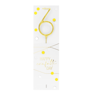 Bougie chiffre 6 dorée Happy Confetti – Wondercandle | Alice Délice