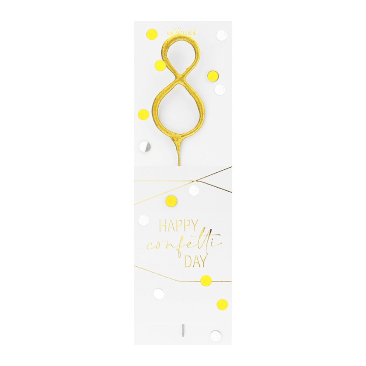 Bougie chiffre 8 dorée Happy Confetti – Wondercandle | Alice Délice