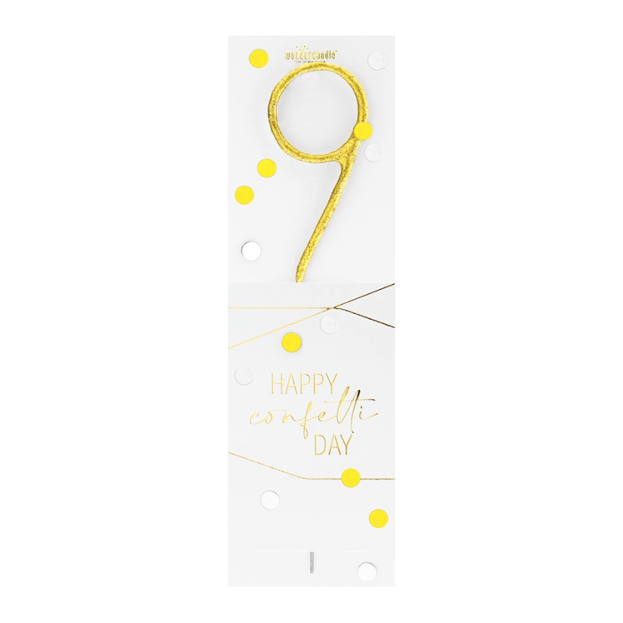 Bougie chiffre 9 dorée Happy Confetti – Wondercandle | Alice Délice