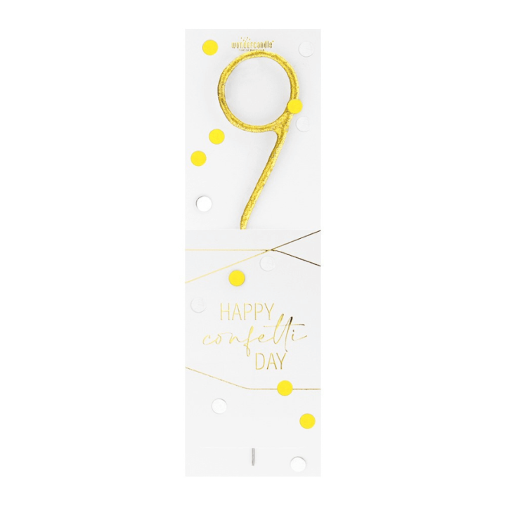 Bougie chiffre 9 dorée Happy Confetti – Wondercandle | Alice Délice