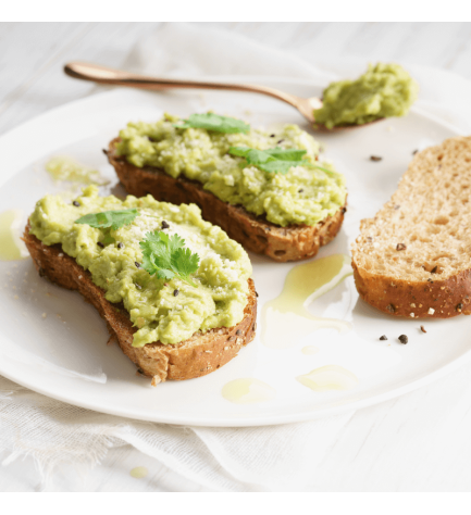 Guacamole aux petits pois, feta & basilic