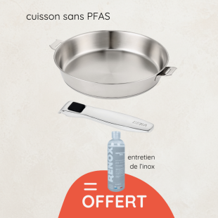 Poêle Beka inox 24cm et sa poignée + produit d'entretien offert