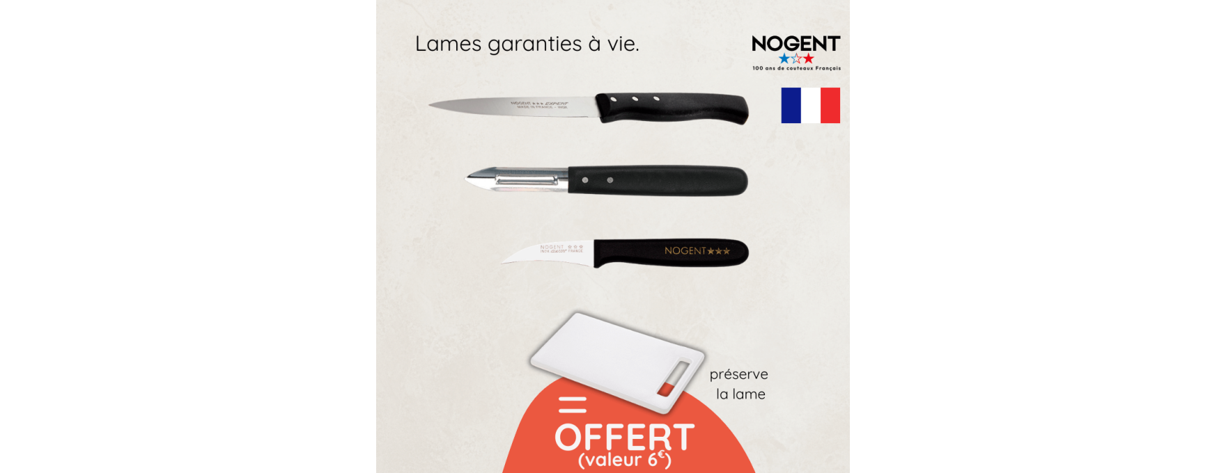 Couteau et éplucheur Expert affidenté + planche offerte