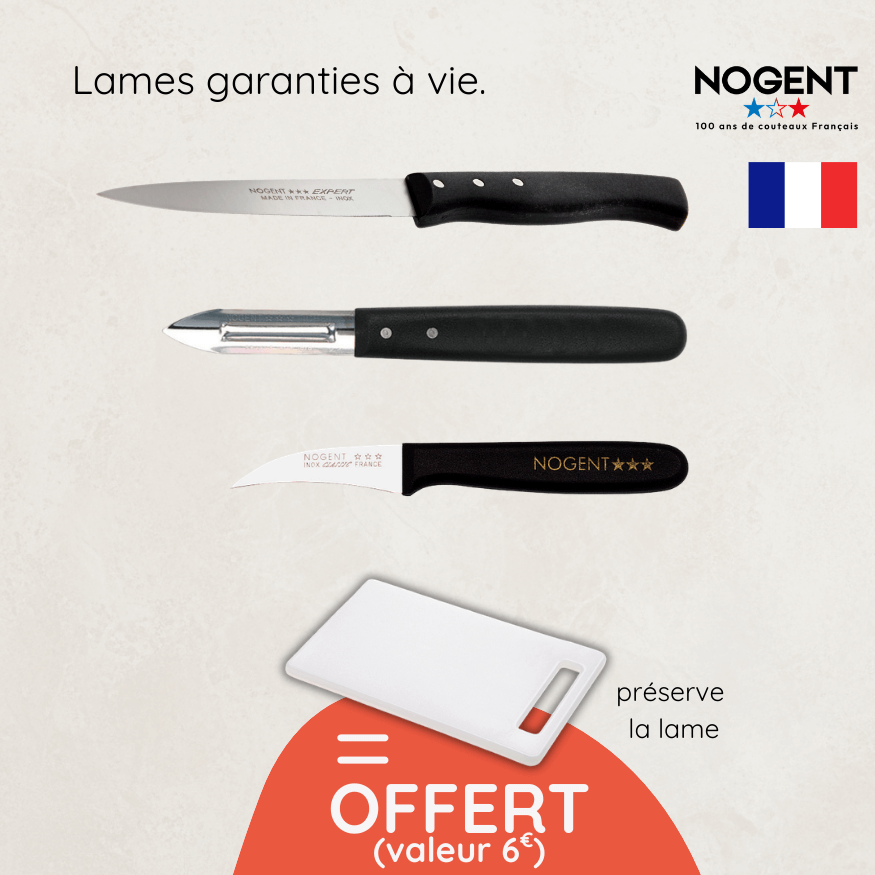 Set couteaux et éplucheur Nogent + planche offerte | Précision et confort