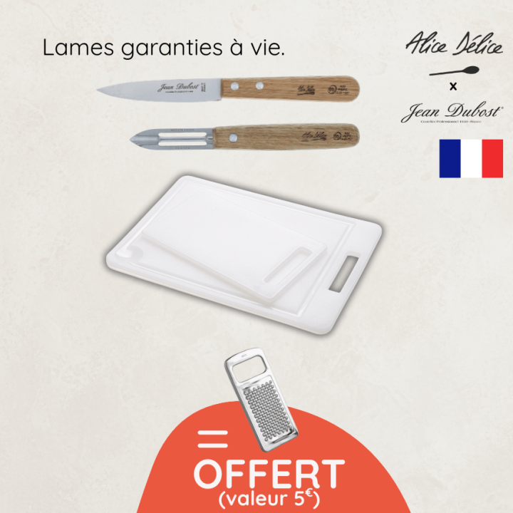 Set couteau & éplucheur bois Alice Délice + mini râpe offerte | Cuisine élégante