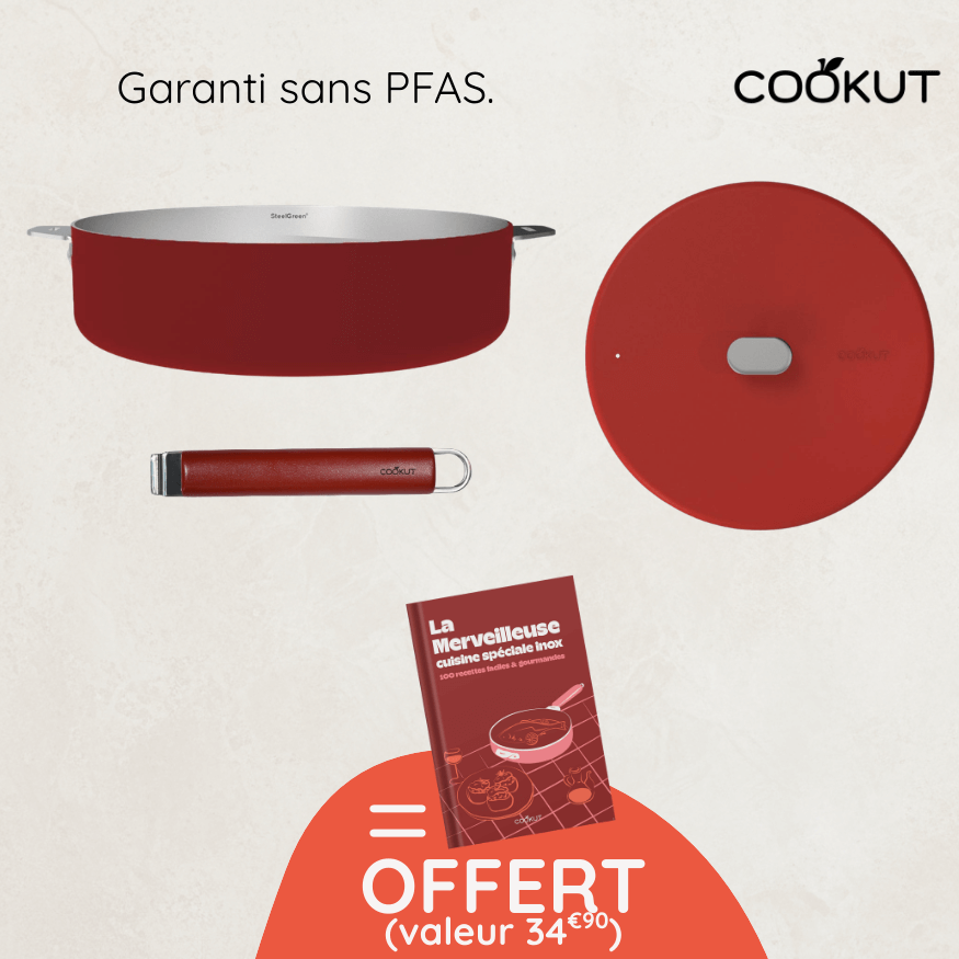 Sauteuse inox 28 cm La Merveilleuse Cookut passion + livre offert